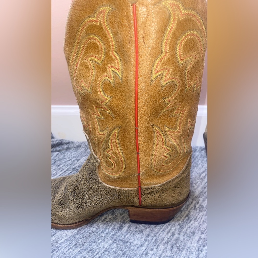 🚫SOLD🚫 Vtg Justin Boots 2toned suede leather midcalf ladies cowboy boots 8.5B - Picture 7 of 14